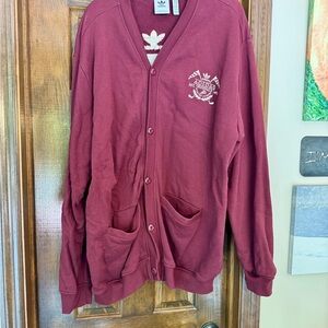 adidas Originals Men’s Maroon Button-Up Cardigan